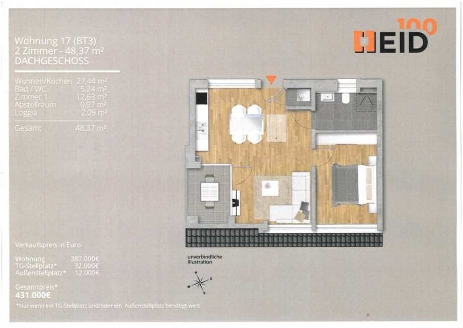 Grundriss Dachgeschosswohnung Stuttgart