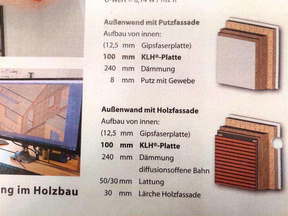 Aufbau hoch w�rmed�mmende Massivholzwand Einfamilienhaus Rudersberg , W�rtt