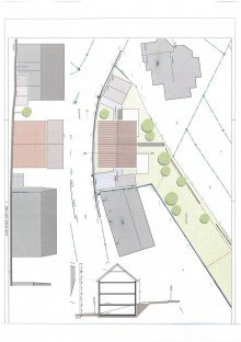 Plan Lage Geb�ude mit Schnitt *Schicke DHHs mit herrlichem Freizeit-Garten!* Inklusive Bauplatz!